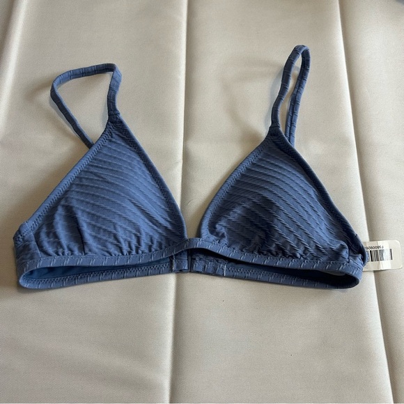 NWT Aerie Blue Textured Ribbed Triangle Padded Bikini Top Size XS - Picture 1 of 4